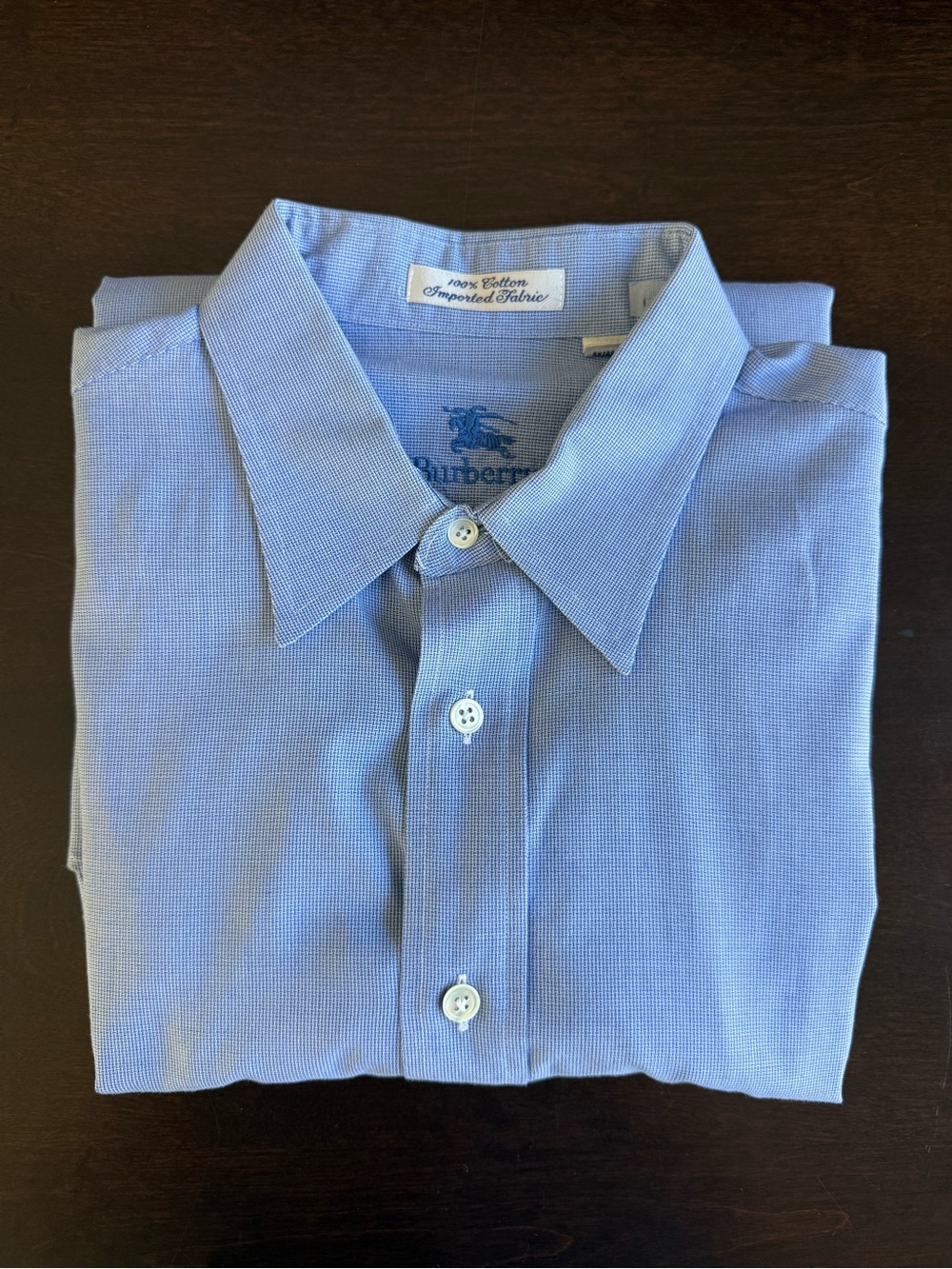 Vintage Burberry Light Blue Men's Cotton Dress Shirt